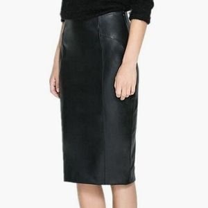 Plus High Waisted Faux Leather Pencil Skirt